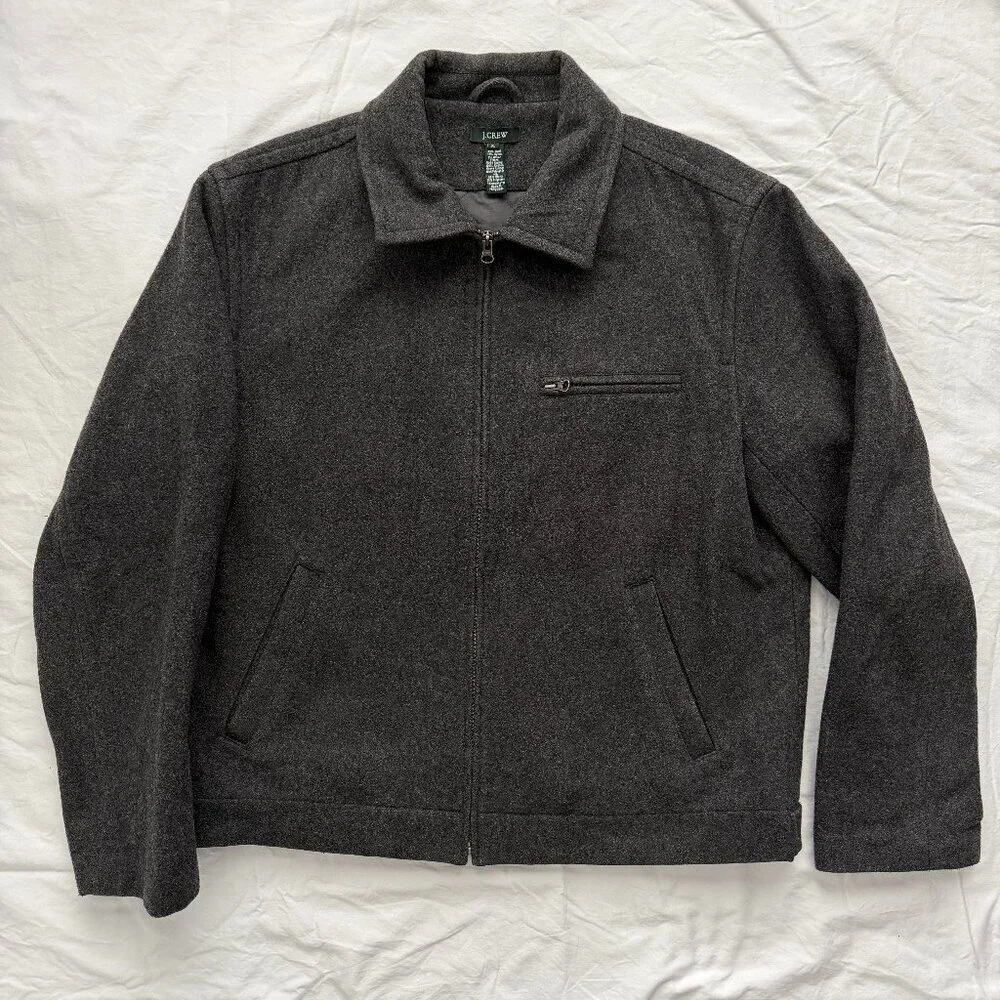 J CREW City Jacket Charcoal Night Gray Wool Blend Jacket XL